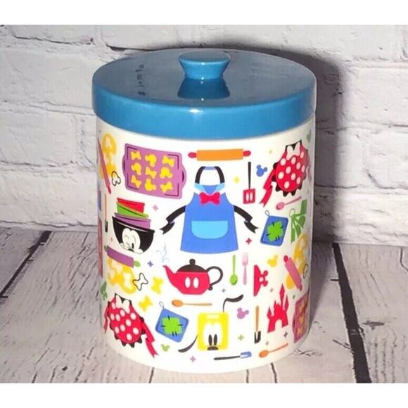 Disney Parks Cookie Jar/Canister Mickey And Friends Kitchen Collection Rare Blue - Picture 1 of 7